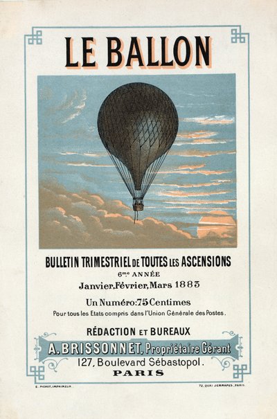 Anuncio de Le Ballon, enero, febrero, marzo de 1883 de French School